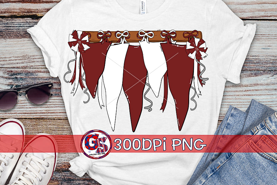 Burgundy and White Spirit Pennants PNG for Sublimation-Homecoming PNG