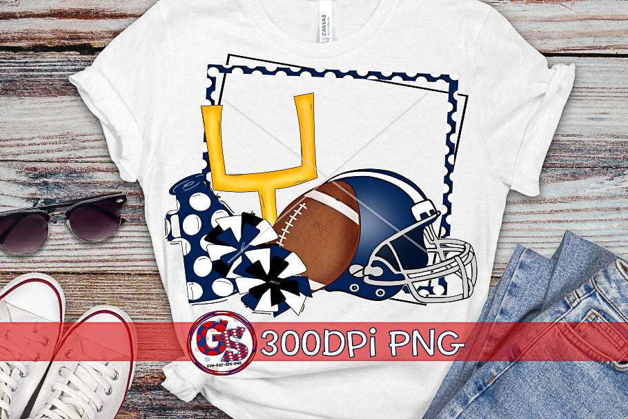 Football Frame Navy PNG for Sublimation