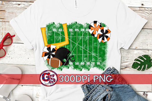 Football Field Pom Poms Orange PNG for Sublimation