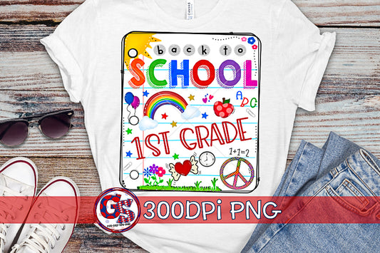 Back To School Notebook 1st Grade PNG for Sublimation