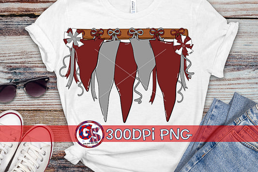 Burgundy and Grey Spirit Pennants PNG for Sublimation-Homecoming PNG