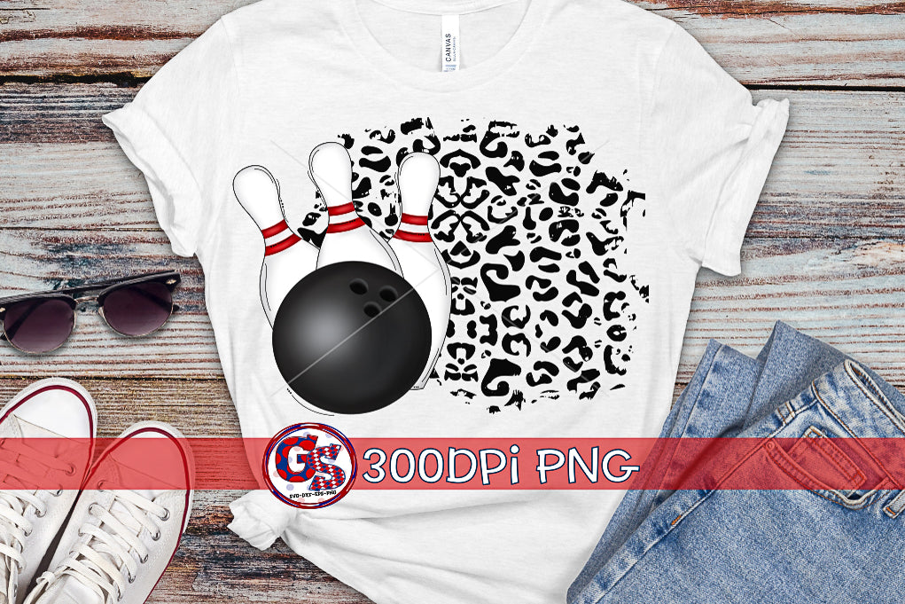 Bowling Ball, Pins, and Leopard PNG for Sublimation