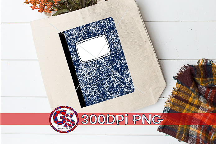 Navy Composition Notebook PNG for Sublimation