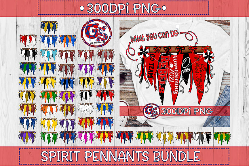 Spirit Pennants PNG Bundle for Sublimation-Homecoming PNG