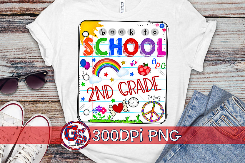 Back To School Notebook 2nd Grade PNG for Sublimation