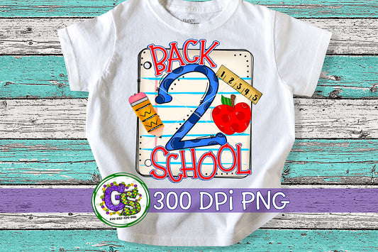 Back 2 School Notebook Paper PNG for Sublimation