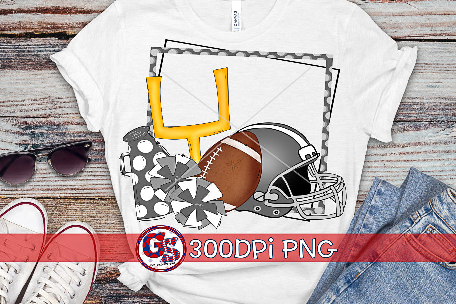 Football Frame Grey PNG for Sublimation