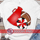 Football Megaphone Pom Pom Red and Black PNG for Sublimation