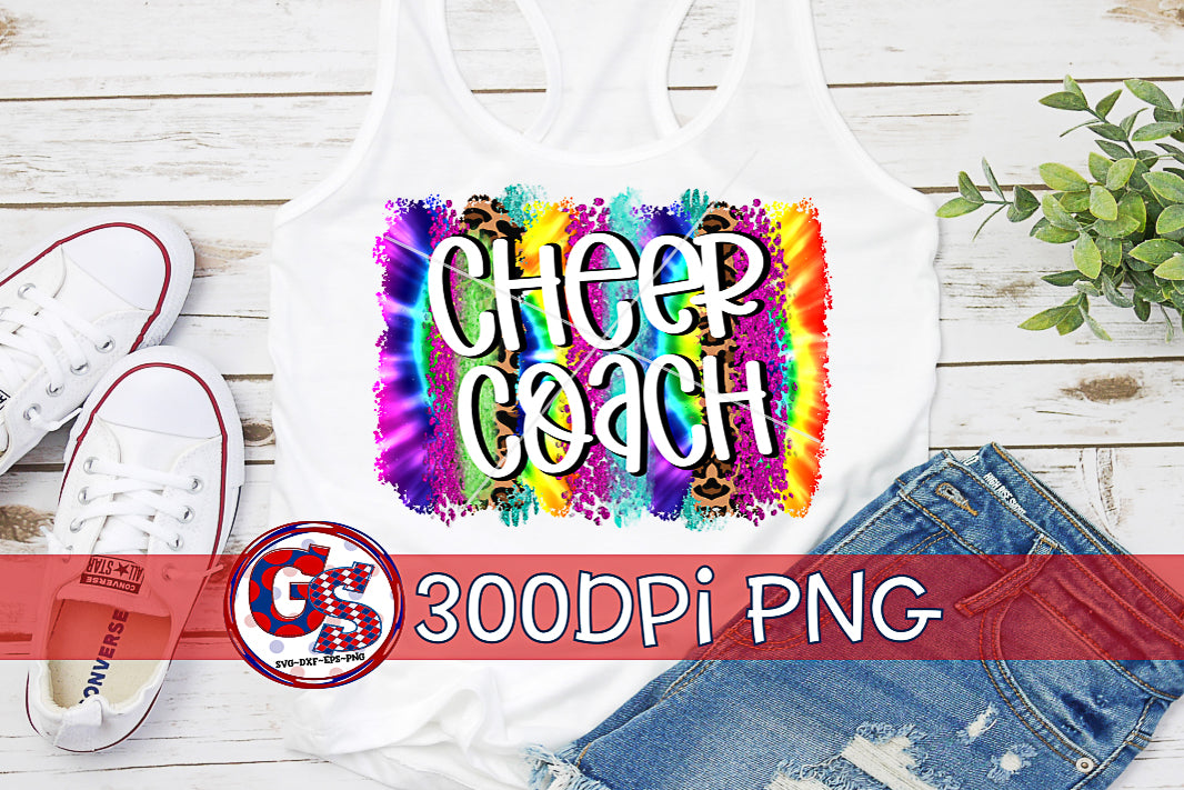 Cheer Coach Tie Dye Brush Strokes PNG for Sublimation