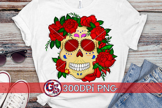 Sugar Skull and Roses PNG For Sublimation-Halloween PNG