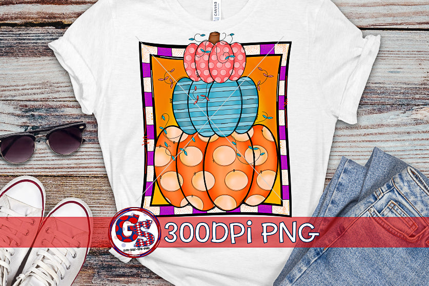 Stacked Pumpkin Frame PNG for Sublimation-Halloween PNG