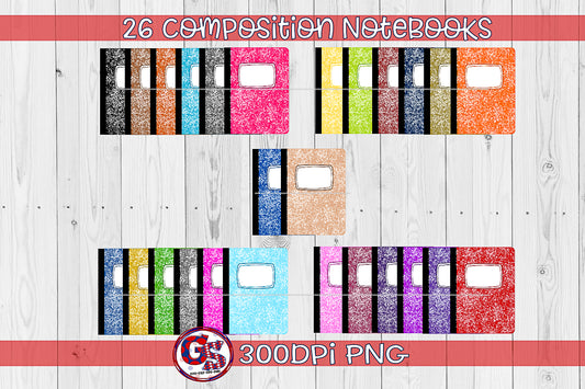 Composition Notebooks Bundle PNG for Sublimation