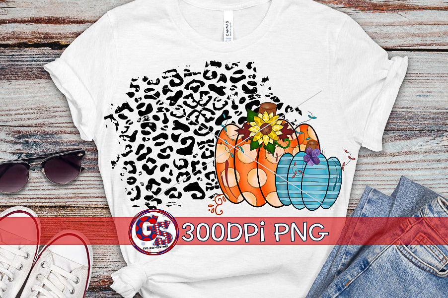Fall Pumpkins and Leopard PNG For Sublimation