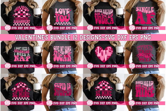 Groovy Retro Valentine's Day Bundle SVG DXF EPS PNG