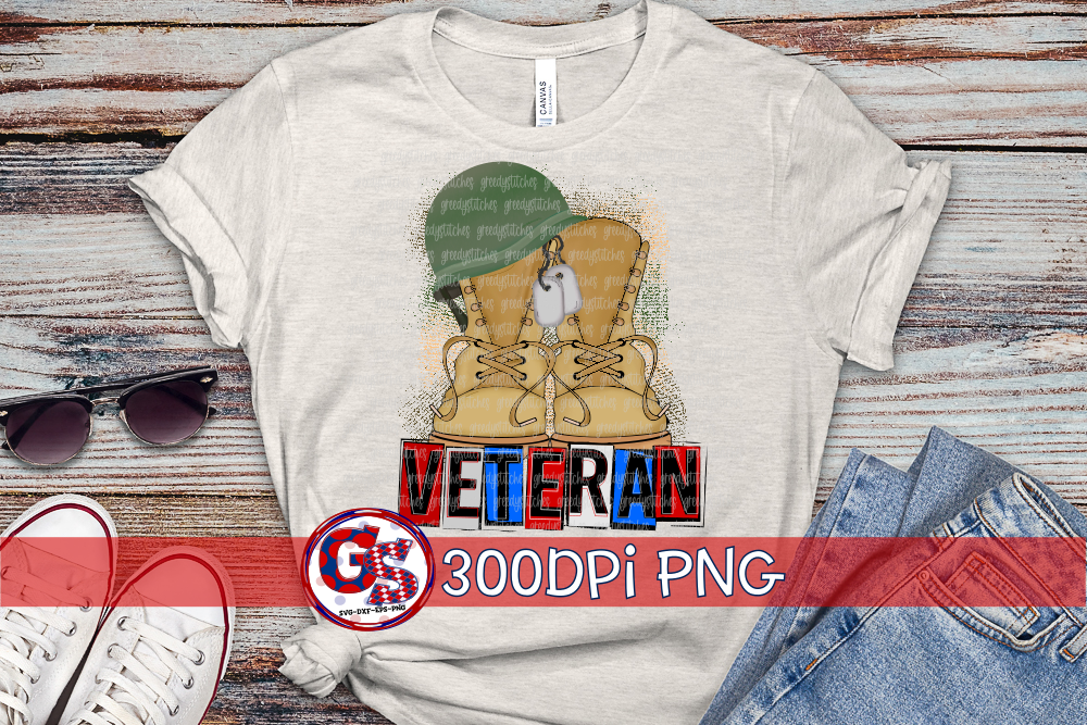 Veteran Military Boots PNG for Sublimation