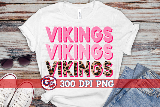Vikings Breast Cancer Awareness Pink Leopard PNG for Sublimation