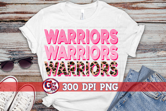 Warriors Breast Cancer Awareness Pink Leopard PNG for Sublimation