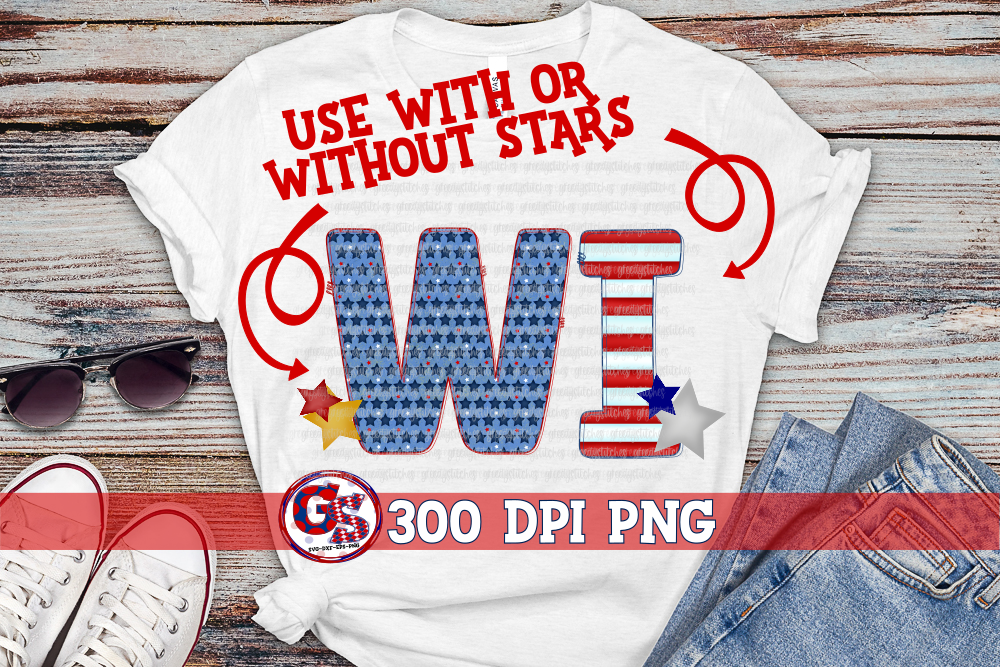 Patriotic Wisconsin WI PNG for Sublimation