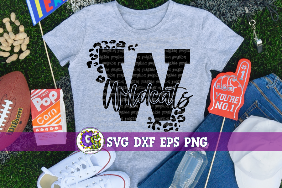 Wildcats W Leopard Print SVG DXF EPS PNG