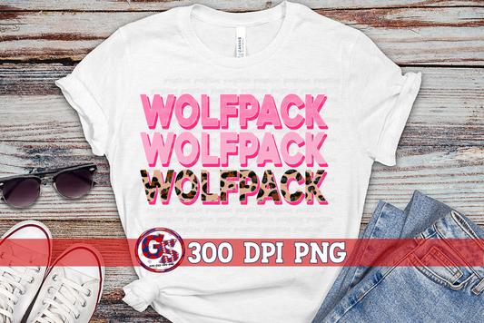 Wolfpack Pink Leopard Breast Cancer PNG for Sublimation