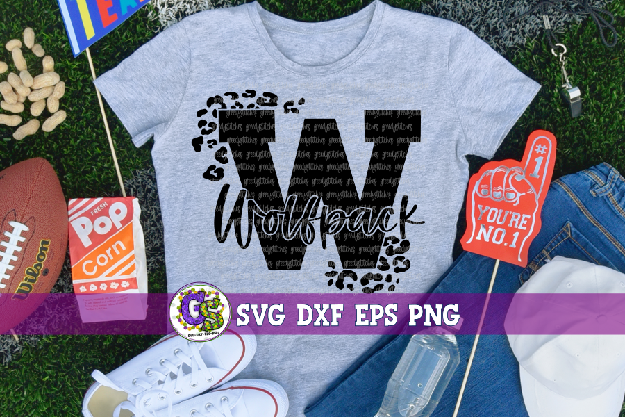 Wolfpack W Leopard Print SVG DXF EPS PNG