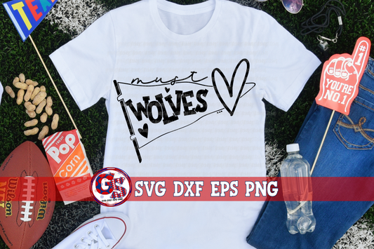 Must Love Wolves Pennant SVG DXF EPS PNG