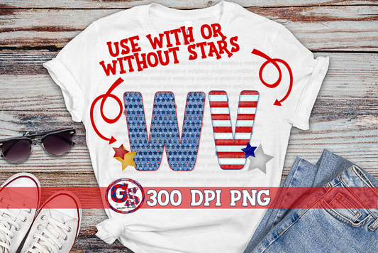 Patriotic West Virginia WV PNG for Sublimation