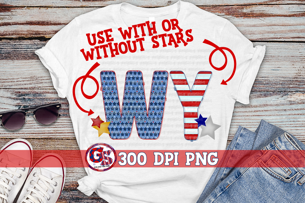 Patriotic Wyoming WY PNG for Sublimation