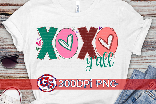 Valentine's Day XOXO Y'all PNG for Sublimation