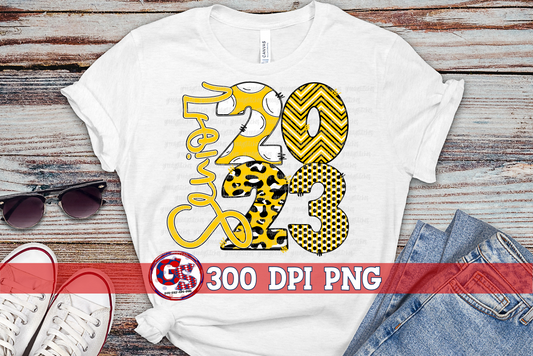Senior 2023 Yellow Black PNG for Sublimation