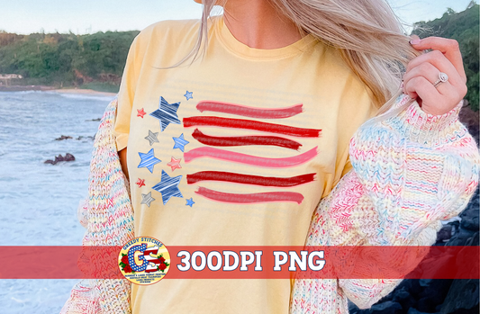 Stars & Stripes Scribble Flag PNG for Sublimation-July 4th